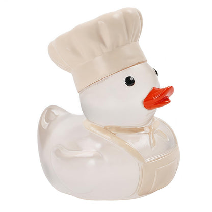 OYL Resin Chef Duck Figurine Everyday Hero Small Collectible Statue Novelty Craft Decorative Ornament for Desktop Shelf Home Office Decor Gift