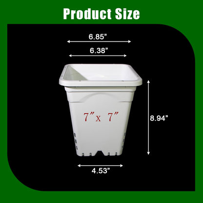 Gyfofix HG7X7SW 7"x7" Square White Pot, 9" Tall Pack of 5