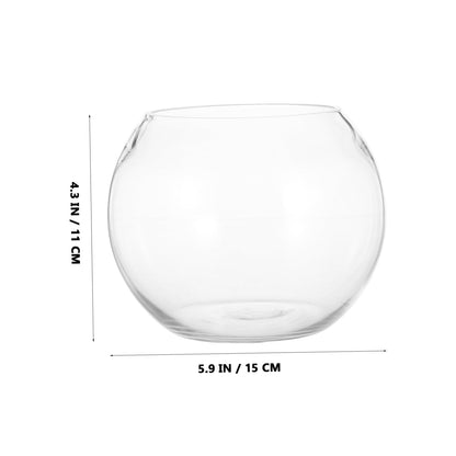 jojofuny Small Round Glass Bubble Vase 15cm Hydroponic Plant Container Succulent Terrarium Flower Pot for Home Office Decoration