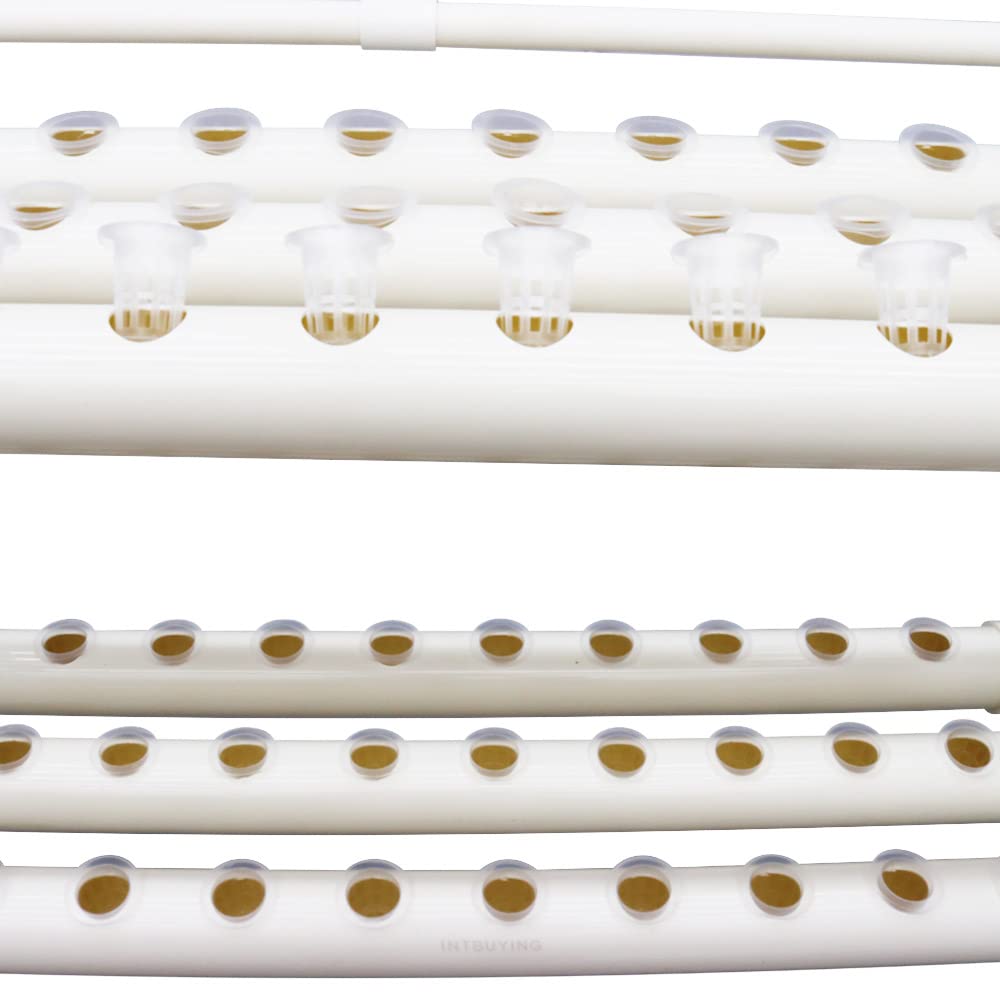 EQCOTWEA Wall-Mounted Hydroponic Grow Kit 54 Plant Sites Hydroponics Planting System 6 PVC Pipes Hydroponic Gardening Indoor System with 110V Water Pump,Planting Sponge,Hose