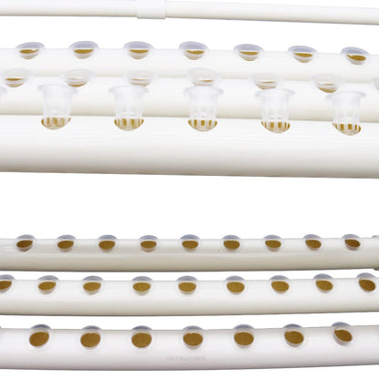 EQCOTWEA Wall-Mounted Hydroponic Grow Kit 54 Plant Sites Hydroponics Planting System 6 PVC Pipes Hydroponic Gardening Indoor System with 110V Water Pump,Planting Sponge,Hose