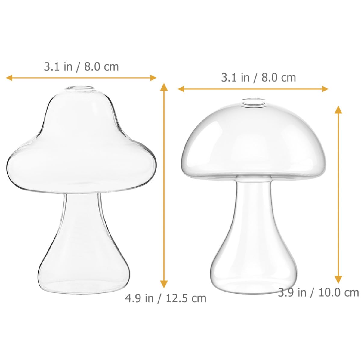 MALUGOGO 2pcs Glass Mushroom Vase Hydroponic Plant Vases Desktop Flower Pot Terrarium for Indoor Home Office Décor