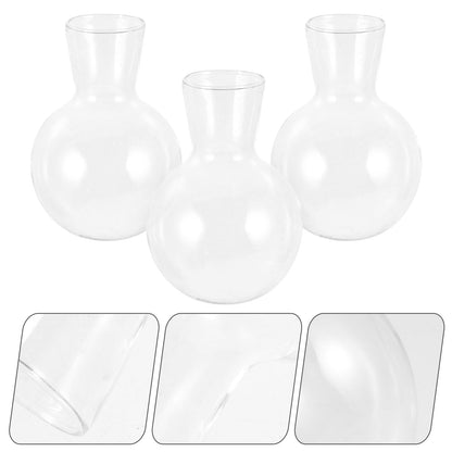 Veemoon Glass Flower Vase with Wooden Stand, High Borosilicate Glass Hydroponic Plant Terrarium for Indoor Home Décor and Tabletop Gardening