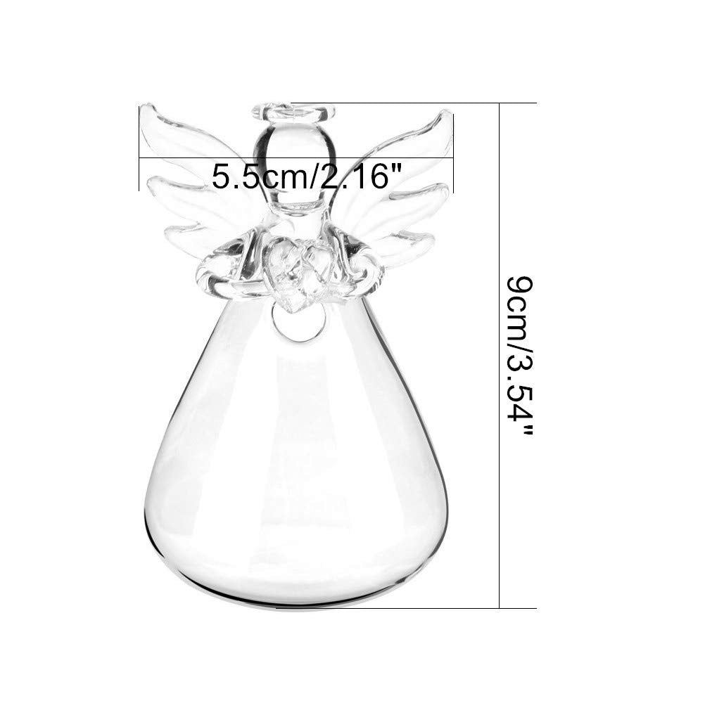 Sziqiqi Clear Glass Guardian Angel Vases Bulk for Hanging Vases for Buds Cuttings Greenery Hydroponic Plant Containers Room Ornaments Bautizo Decorations 3.5inch/4Pcs