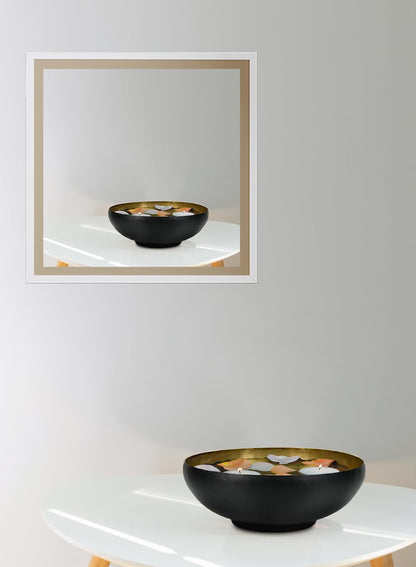 Serene Spaces Living Dual-Tone Black & Gold Aluminum Bowl with Brass Look, Elegant Décor for Fruit Display, Centerpiece, Modern Accent for Home & Events