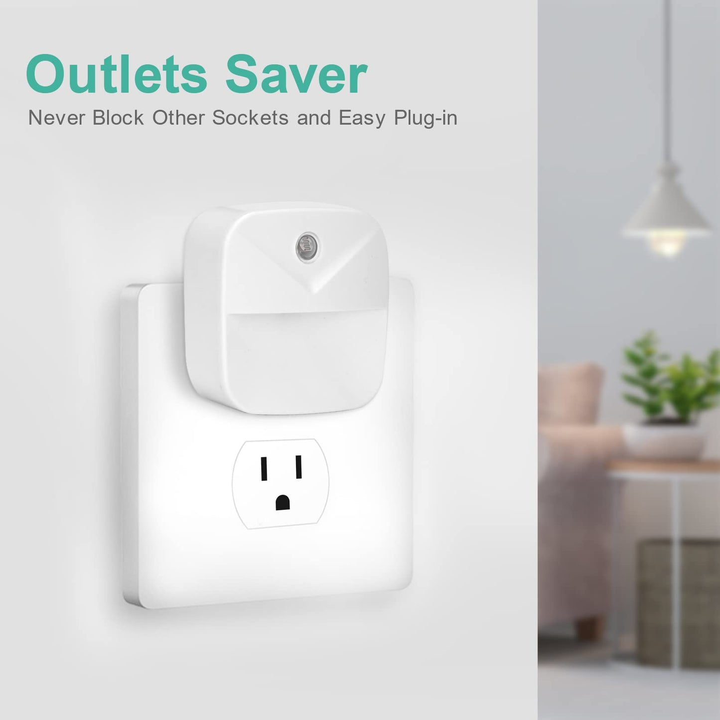 6 Pack Night Light Plug in, White LED Nightlights with Smart Dusk to Dawn Sensor, Plug into Wall Nightlights Suitable for Bedroom, Bathroom, Hallway, Kitchen, Stairs, Kids, Adults