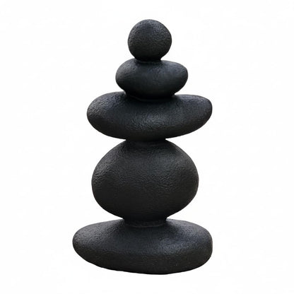 FUNTEREST Balancing Stacked Stones Statue, 14.5 Inch Zen Rock Cairn Sculpture, Black Resin Wabi Sabi Decor for Home Office Shelf Yoga Room, Mindfulness Gift for Yoga Lovers