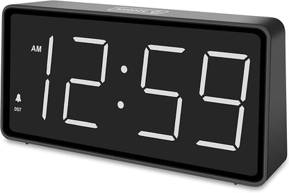Peakeep Battery Operated Digital Alarm Clock for Bedrooms Cordless - Auto/Manual Dimmer, Volume Adjustable, Large Big Numbers Display, Dual Power Supply