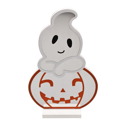 DUOMY DÉCOR LED Halloween Pumpkin Light, Cute Neon Pumpkin and Ghost Sign Decor,11.57 Inch Halloween 3D Infinity Lights with USB Powered for Table, Room, Party Decoration