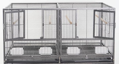 1F/2F/3F Stackable Center Divided Breeder Breeding Bird Flight Double Rolling Cage for Aviaries Canaries Cockatiels Lovebirds Finches Budgies Small Parrots. (Black Vein, Cage Without Stand)