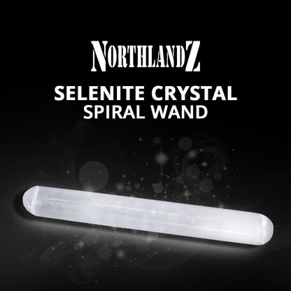 NORTHLANDZ Selenite Crystal Massage Wand 6 Inches, Moroccan White Healing High Efficient Energy Crystals for Anxiety Relief, Yoga, and Meditation, Ideal for Gift and Home Decor