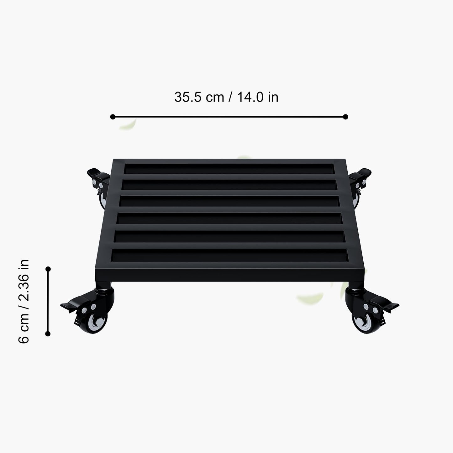 Zhongma 2 Pack 14" x14"x 3.5"H Square Plant Caddy with Wheels, Fully Assembled, Heavy Duty Construction, 300 Lbs Capacity, Load-Bearing Wheels with Brakes, No Installation Required