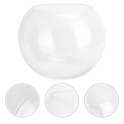 JOINPAYA Glass Hydroponics Vase 20cm Round Bulb Plant Holder Decorative Fish Tank for Desktop Home Office Succulent Terrarium