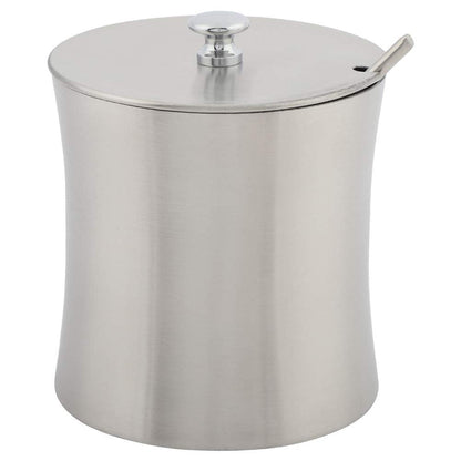 Agatige 13oz Sugar Bowl with Lid and Spoon, Stainless Steel Sugar Container Seasoning Jars Seasoning Condiment Spice Salt Pepper Pot Jar for Home and Kitchen, 3.1x3.1x 3.5in