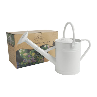 Annie Garden 1 Gallon Metal Watering Can for Indoor Plants Outdoor Plants, Large Water Can, Garden Water Can for Kids, Detachable, Water Can with Handle, White