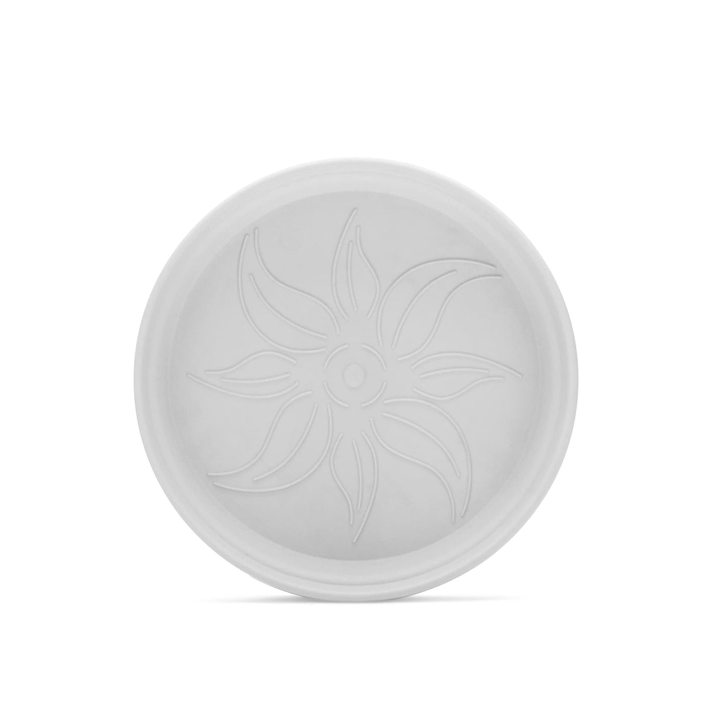 Mintra Garden Pots, 4 Pack Bulk Plastic Plant Pots with Drainage Tray, Round Indoor & Outdoor Decorative Planters with Drain Holes for Flowers, Herbs & Plants, 19cm Diameter – White, 7.5 in