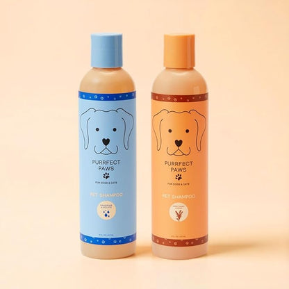 Pet Shampoo for Dogs & Cats – Oatmeal & Vitamin E for Sensitive, Itchy Skin – Gentle, Vegan, Cruelty-Free, Sulfate-Free, Paraben-Free – Fresh Rain & Wild Violet Scent – Made in USA by Purrfect Paws