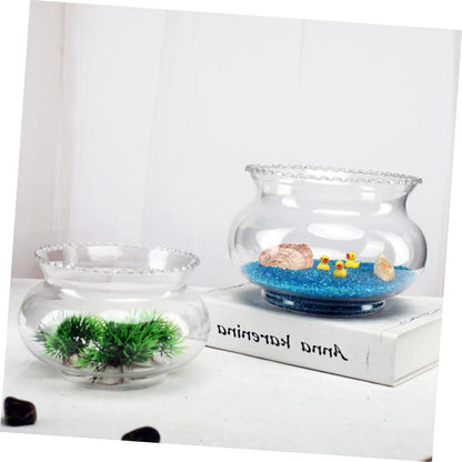 SEWOART 2pcs Glass Fish Bowl for Hydroponic Plants Simple Design Bowl Multi-Functional Terrarium for Fish Shrimp and Home Floral Edge