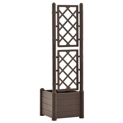 Mocha Garden Planter with Trellis, Large Square Polypropylene Pot for Climbing Plants, Indoor Outdoor Decorative Home Decor