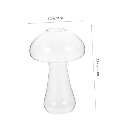 Wakauto Mushroom Shaped Glass Vase Small 12x8cm Decorative Floral Vase for Hydroponic Plants and Flower Arranging Home Décor Terrarium Planter