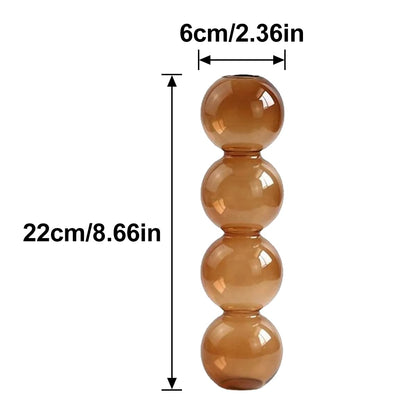 LKXHarleya Aesthetic Ball Aesthetic Decorative Vase, Glass Bubble Vases Ball Bud Vase for Centerpieces, Flower Arrangement, 2.36 x 8.66 Inch, Brown