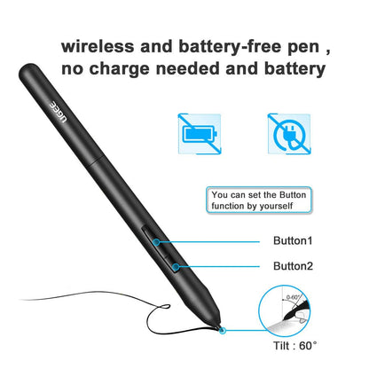 UGEE Drawing Tablet Graphics, M708 V2 Upgrade PC&Computer&Android Device,10x6 Inch Ultra Thin Large Graphic for PC, Pad with 8 Hot Keys Upgrade 16384 Level Battery-Free Stylus for Unleash Creativity