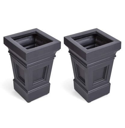 Step2 Atherton Planter Boxes, Large White Single & Black 2-Pack Square Self-Watering All-Season Outdoor/Indoor Garden Pots