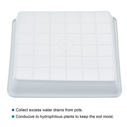 MECCANIXITY Plant Pot Saucer 6 Inch Plastic Square Flower Drip Tray for Indoor Outdoor, White Pack of 4