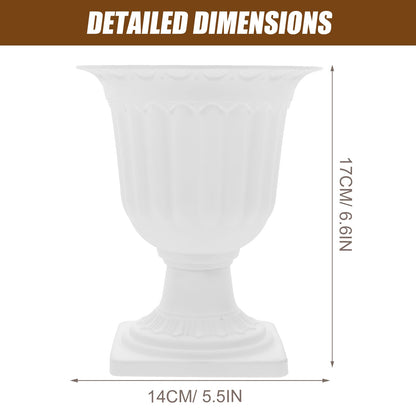 Abaodam 2pcs Urn Planter Flowerpot Flower Stand for Wedding Flower Pots Indoor Front Door Decorations Pots for Plants Tall Planter Outdoor Vase White, 6.7X5.5X5.5in