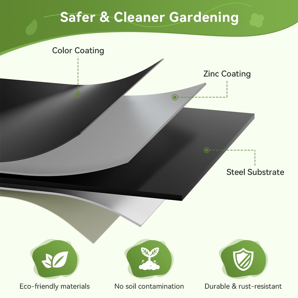 COMHOMA Raised Garden Bed 6x3x2ft,Galvanized Metal Planter Box Kit for Outdoor Gardening,Large Vegetable Flower Growing Beds with Gloves Tools,Black
