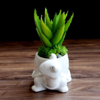 Ceramics Succulent Pot Animals Planter/Plant/Flower/Bonsai Pot Ornament for Herb, Succulent,Cactus Container for Home Balcony Desk Decoration (Turtle)