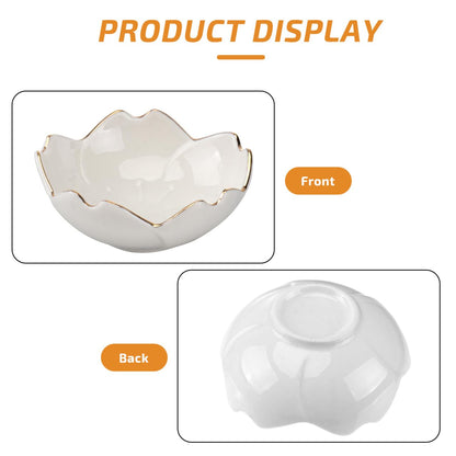 Housoutil Ceramic Cherry Blossom Soy Sauce Dish, 2PCS Dipping Bowls, Soy Sauce Bowls with Gold Trim, 2.75 Inch Dipping Serving Dishes for Appetizer Bbq Dessert Snack Serving （White）