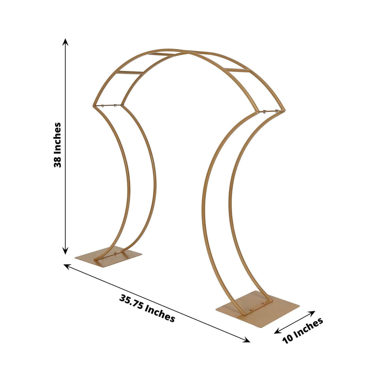 Efavormart 38" Gold Metal Floral Arch Frame Wedding Table Centerpiece Stand With Curvy Design, Large Table Display Or Aisle Prop