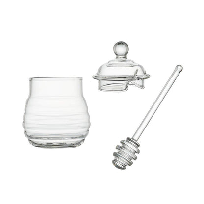 Mkouo Honey Jar with Honey Spoon for Serving Honey and Syrup, 9 Ounce/255 ml