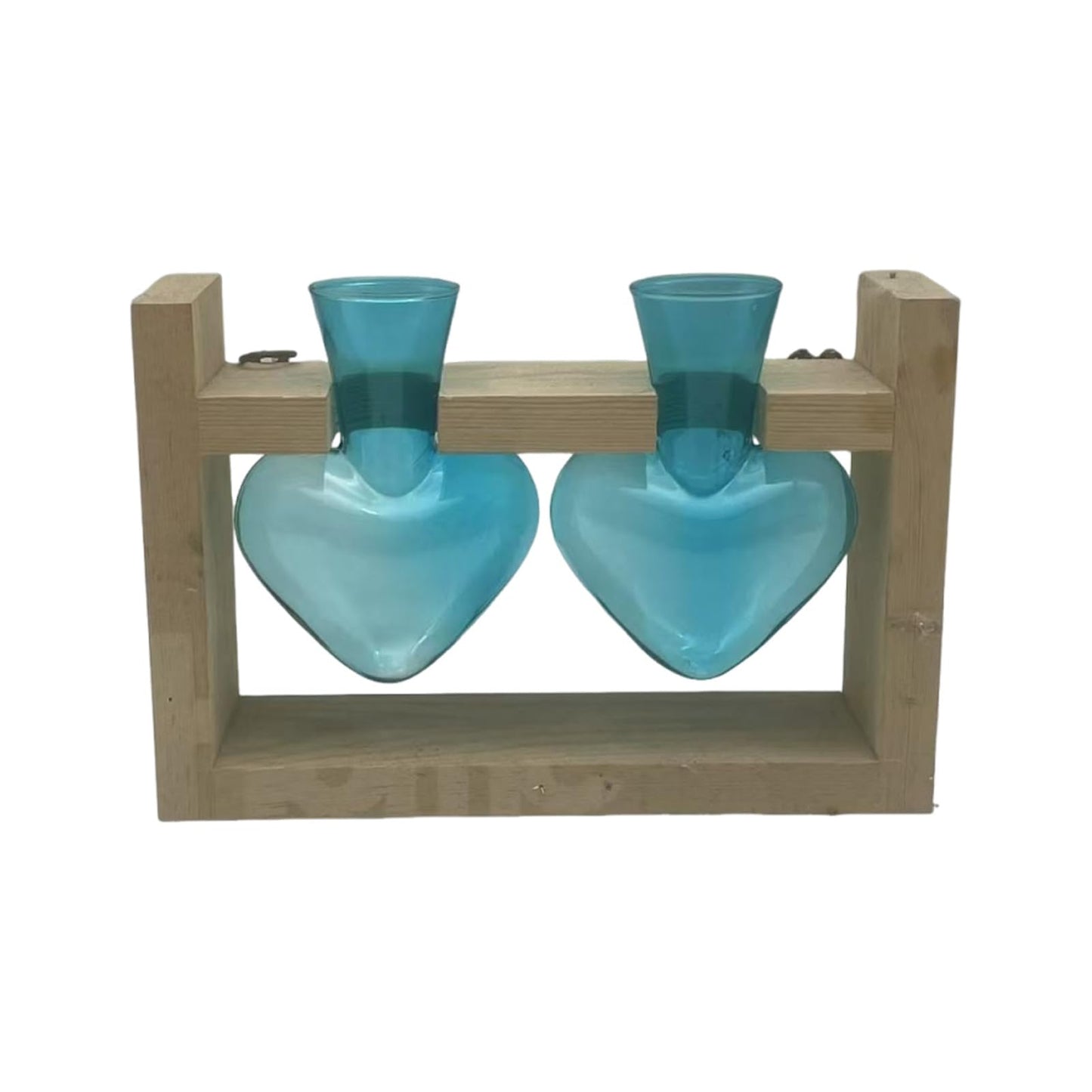 Luocute Heart Shaped Glass Vase, Plant Terrarium Propagation Station with Wooden Stand for Home Office Decor Hydroponics Garden