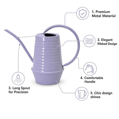 HORTICAN Small Watering Can, 0.3 Gallon/34oz., Violet Purple, Galvanized, Indoor Water Can, Metal Watering Can with Long Spout, Plant Water Can for Indoor Plants