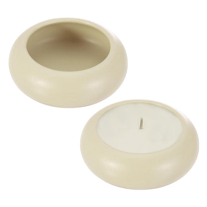 MECCANIXITY Pebble Tealight Candle Holders 2 Pcs Ceramic Candle Holders for Garden Desk Table Home Decor, Beige