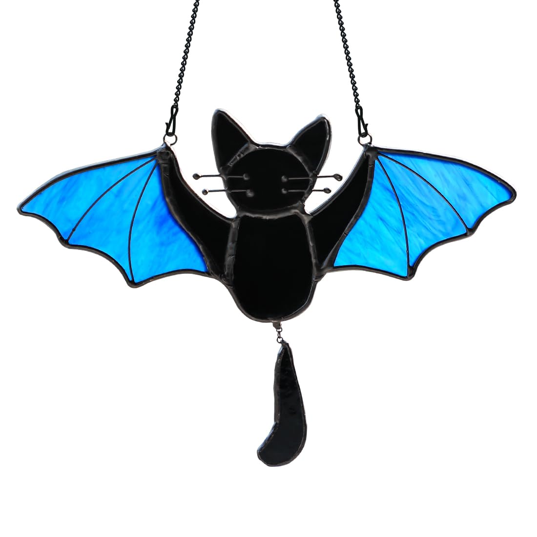 EPOGIFTS Black Cat Decor Stained Glass Suncatcher,Halloween Bat Cat Decor for Party,Cute Cats Gifts for Cats Lover Stained Glass Window Hanging,Halloween Ornament for Balcony,Yard