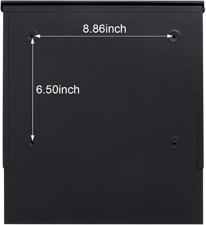 Jssmst Locking Mailbox Wall Mount- Waterproof mailboxes with Secure Key Lock and Newspaper Compartment, Key Lock Drop Box Extra Large Capacity, 12.9 x 4.1 x 14.2 Inch, Black, SM-HPB933 New