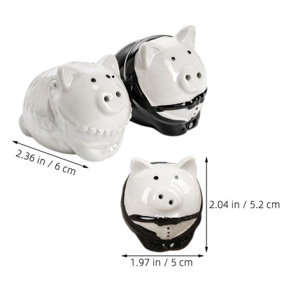 1 Pair Ceramic Pig Salt Pepper Shakers Wedding Favor Kitchen Seasoning Jars Bride Groom Set