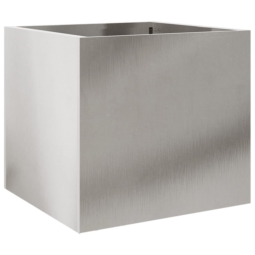 Fregramei Corten Steel Planter Box, Outdoor Metal Planter, Metal Plant Pot for Outside,Indoor,Garden, Silver 12.6"x11.8"x11.4" Stainless Steel,-442