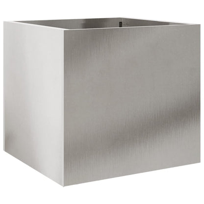 Fregramei Corten Steel Planter Box, Outdoor Metal Planter, Metal Plant Pot for Outside,Indoor,Garden, Silver 12.6"x11.8"x11.4" Stainless Steel,-442