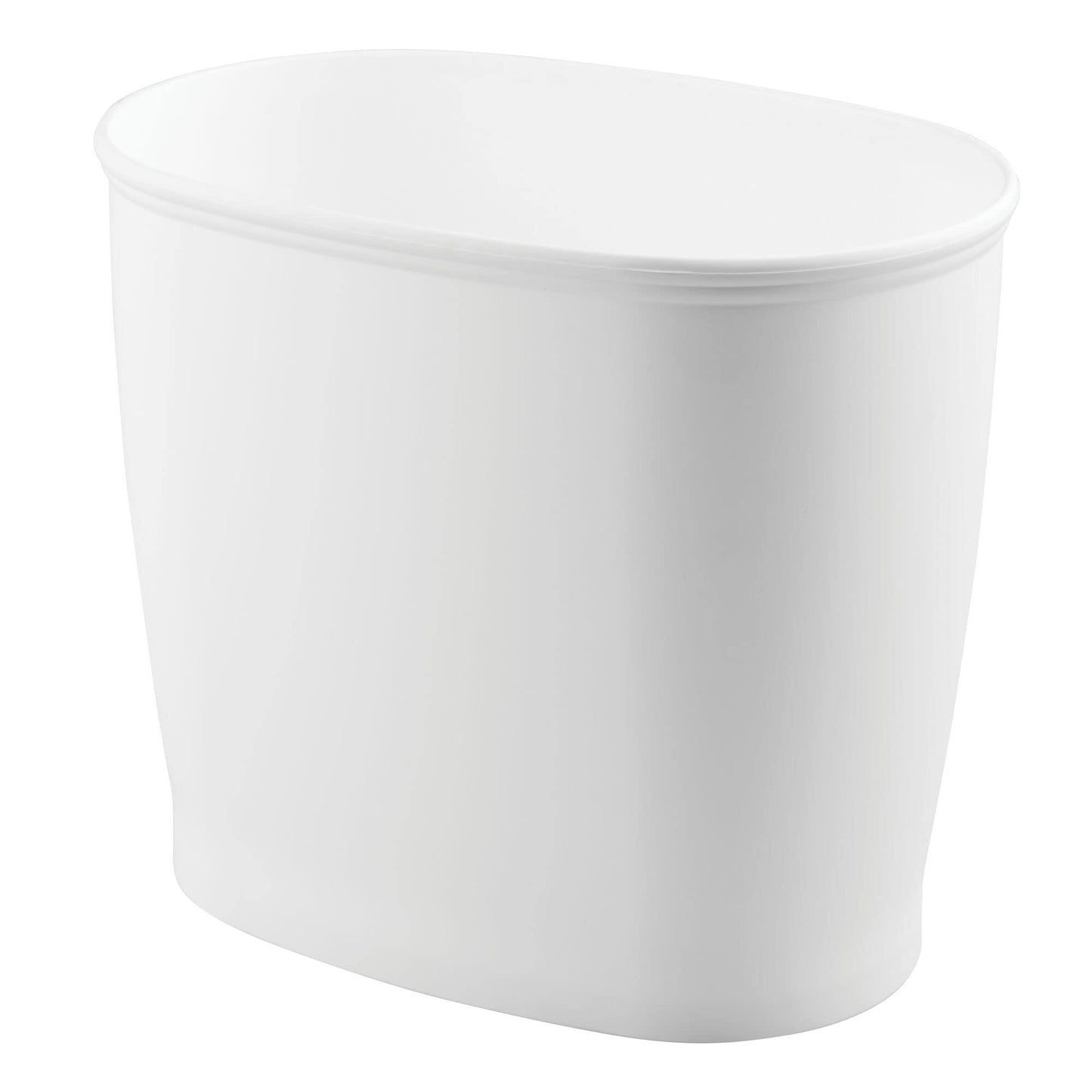 iDesign Slim Plastic Bathroom Trash Can, Small Garbage Bin for Bedroom, Office, Desk, Dorm, White
