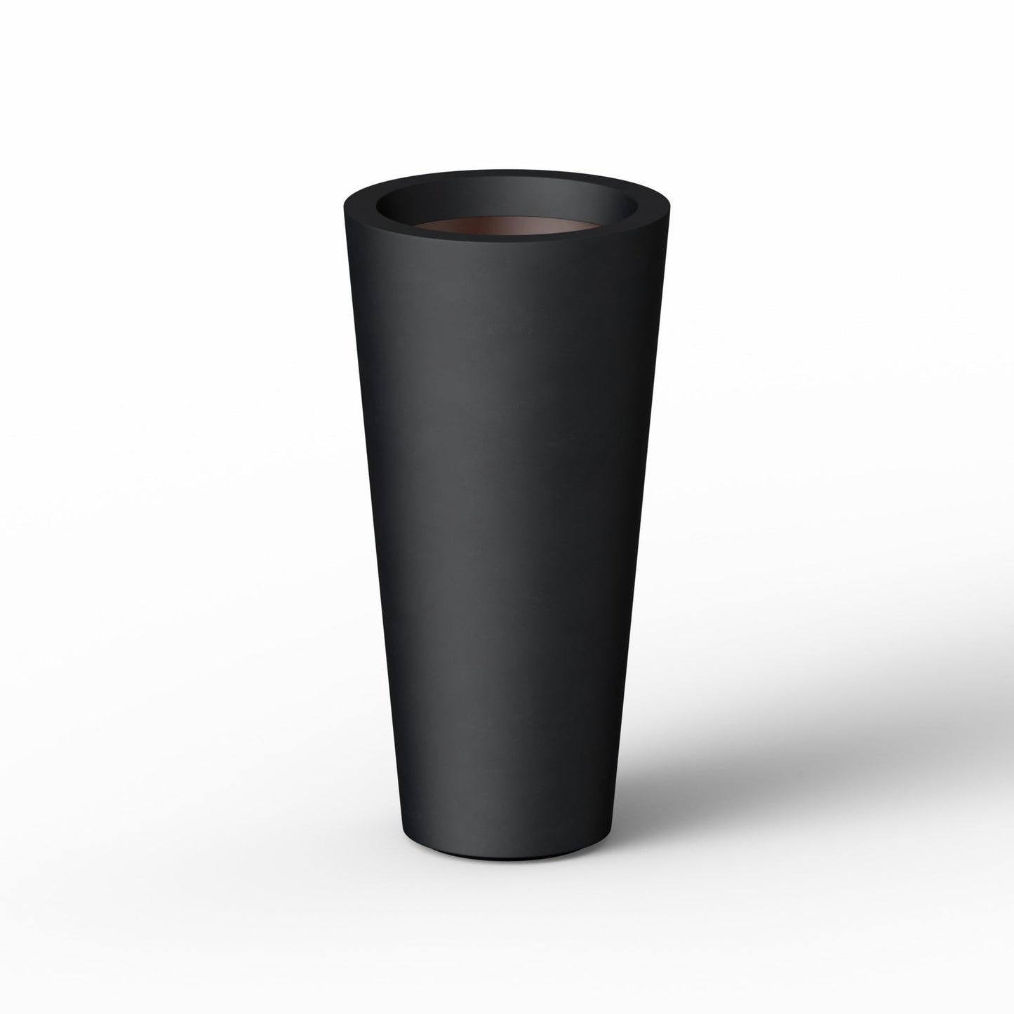 Kante Tall Concrete Planter, 15.8 Inch Height Large Flower Pot for Indoor Outdoor Plants, Suitable for Home, Patio, Garden, Porch, Black Finish with Painted Interior