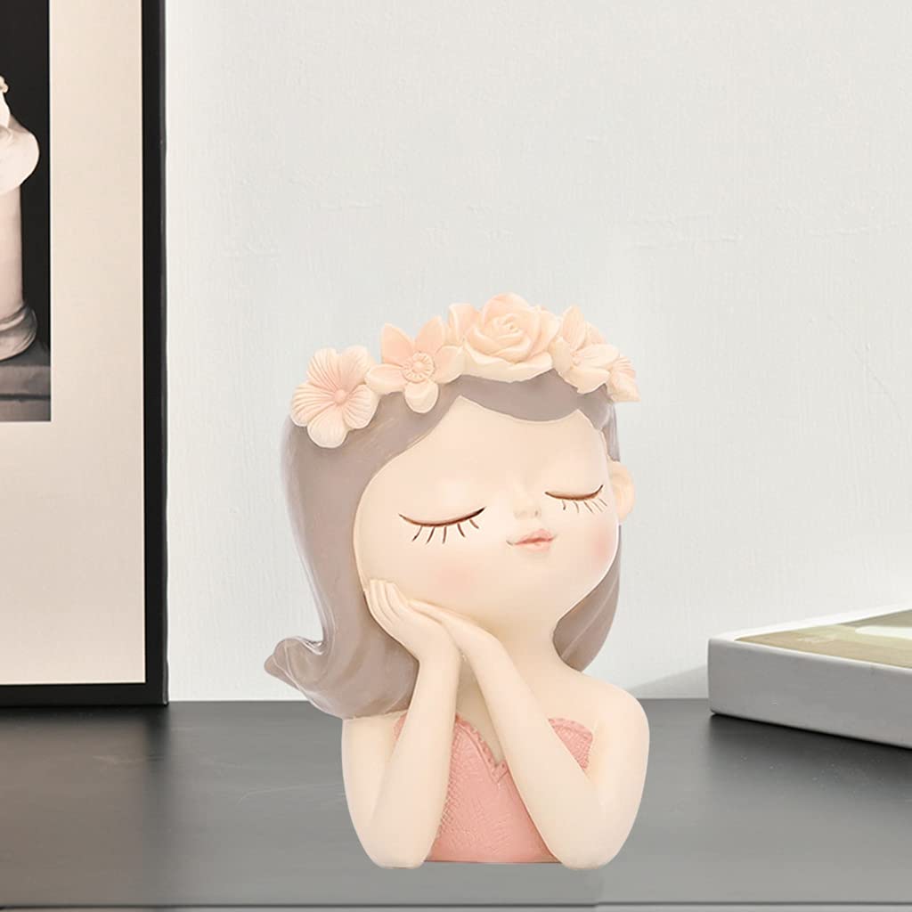 Easnea Girl Head Face Plant Pots Elegant Women Bust Flower Vases Succulent Cactus Planter Pots Indoor Living Room Home Office Desktop Decor - 8x7x11cm 8x7x11cm