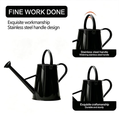 SunnyTong Metal Watering Can for Outdoor and Indoor Plants, Watering Can Decor, 1.5 Gallon（Black）
