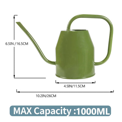 35 oz/1000 ml Metal Indoor Small Watering Can with Long Spout for House Plants Decorative, 12 oz/360 ml Glass Plant Mister Spray Bottle for Bonsai Garden Flowers(Green)