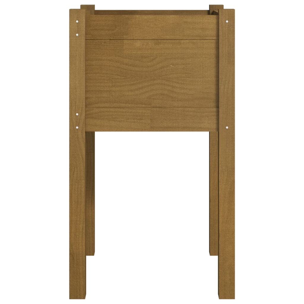 vidaXL Solid Wood Pinewood Garden Planter – Honey Brown, 15.7"x15.7"x27.6", Square, Outdoor Use, Weather-Resistant, Planter Box for Flowers and Plants