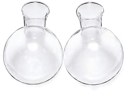 Kingbuy Bulb Glass Vase with Side-Hole (Hole to Hole Opening Dia.: 1.18 in) for Replacement Planter Terrarium with Wooden Stand Accessories Desktop Hydroponics Water Plant Propagation Station, 2 Pack