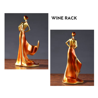 Artpaul Wine Bottle Holder Beauty Lady Statue Wine Bottle Stand Lady Wine Rack Decoration Wine Cork Holder Decor Wine Decor for Kitchen Bar (Red)